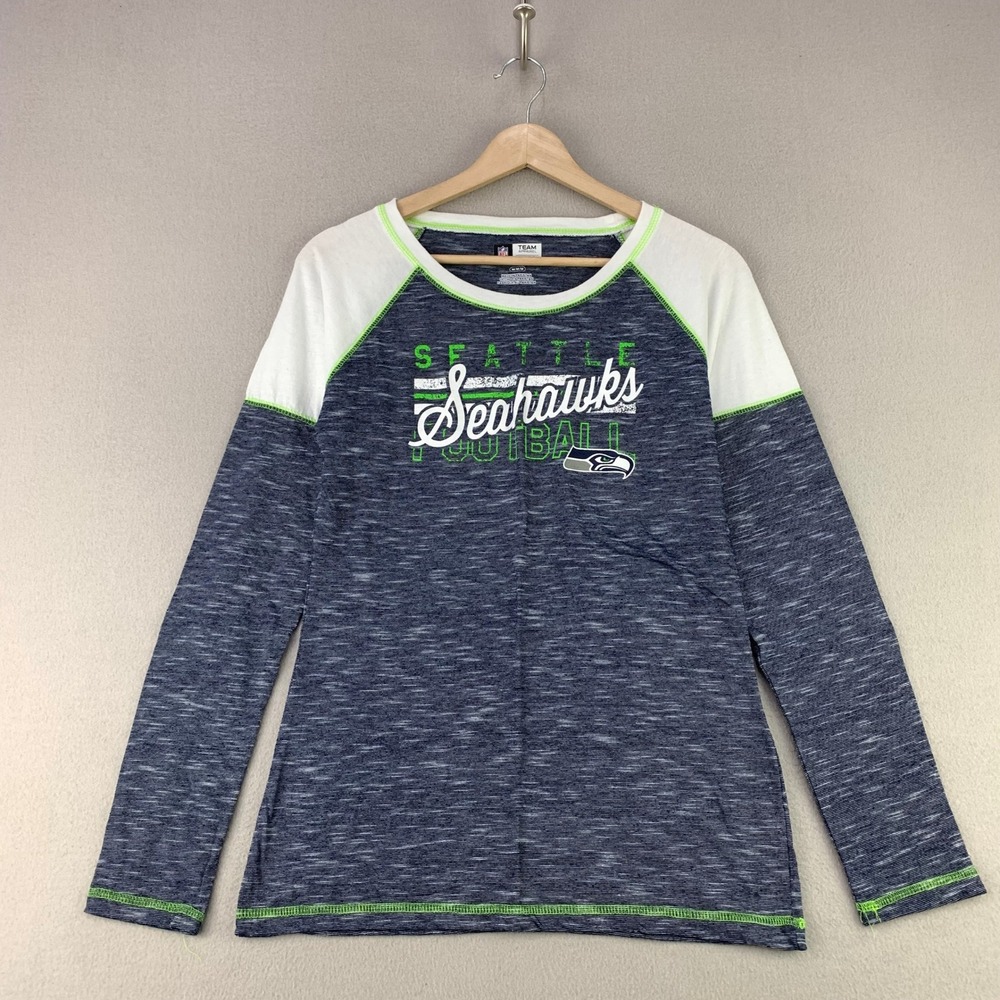 Seattle Seahawks NFL Team Apparel Shirt Womens Medium Blue Long Sleeve Tee